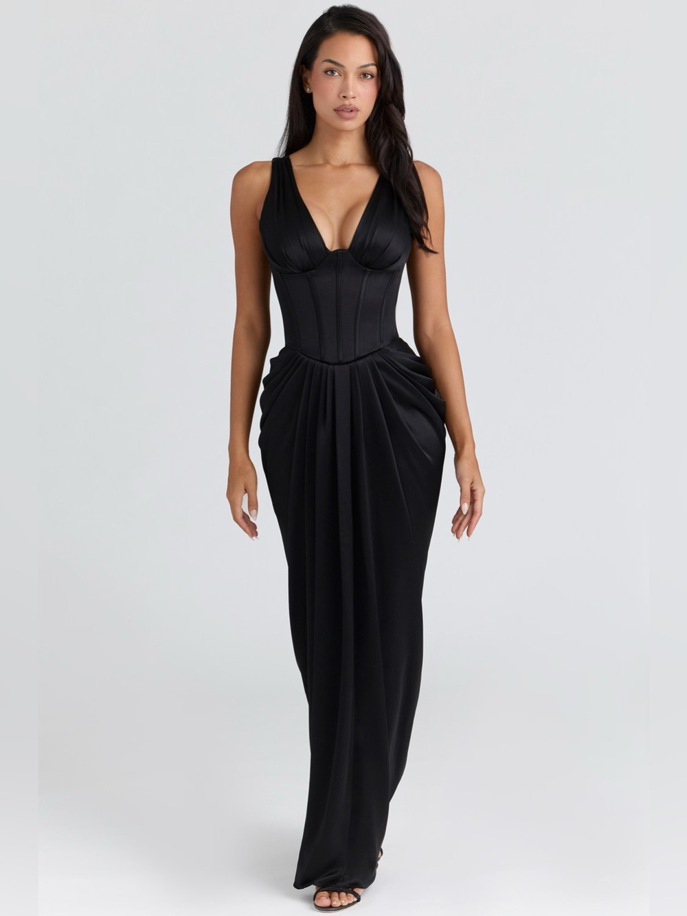 House of CB ‘ANGELINE’
Black Satin Hourglass Maxi Dress - Limited Edition NWOT